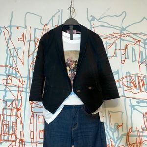 Juicy Couture cropped denim tuxedo jacket